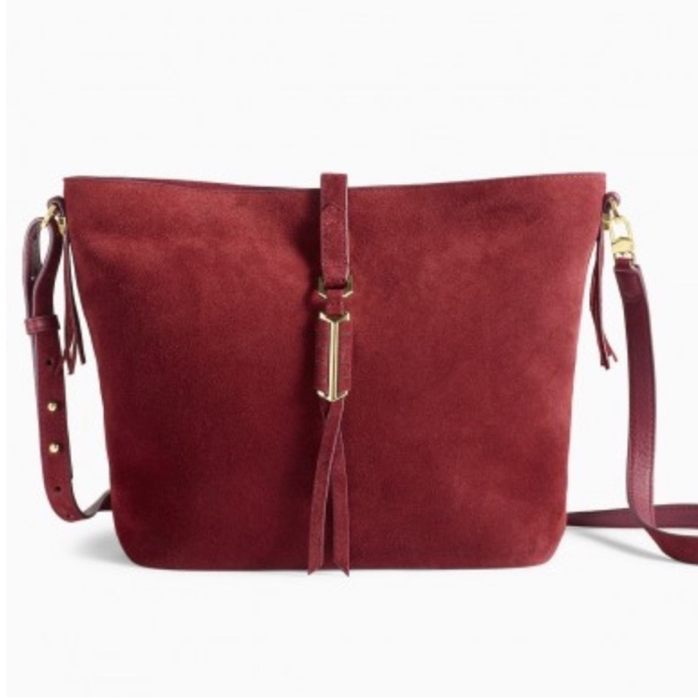 Stella & Dot Covet - Sunday Bag (Bucket Style) Burgundy Suede God Hardware